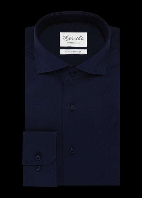 Uni navy katoenen overhemd